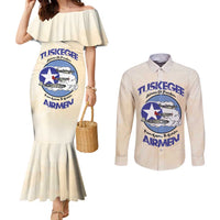 Tuskegee Airmen Red Tails Couples Matching Mermaid Dress and Long Sleeve Button Shirt Heroes Of Freedom - Wonder Print Shop