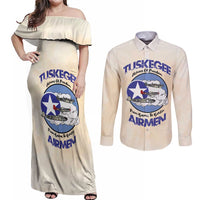 Tuskegee Airmen Red Tails Couples Matching Off Shoulder Maxi Dress and Long Sleeve Button Shirt Heroes Of Freedom - Wonder Print Shop