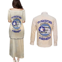 Tuskegee Airmen Red Tails Couples Matching Puletasi and Long Sleeve Button Shirt Heroes Of Freedom - Wonder Print Shop