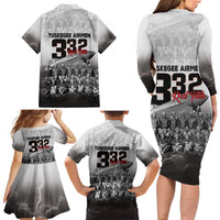 Tuskegee Airmen Pride Family Matching Long Sleeve Bodycon Dress and Hawaiian Shirt 332nd Fighter Group Red Tails - Wonder Print Shop