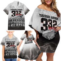 Tuskegee Airmen Pride Family Matching Off Shoulder Short Dress and Hawaiian Shirt 332nd Fighter Group Red Tails - Wonder Print Shop