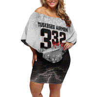Tuskegee Airmen Pride Off Shoulder Short Dress 332nd Fighter Group Red Tails - Wonder Print Shop