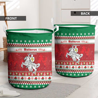 Belarus Pahonia Christmas Laundry Basket Belarusian Vytis Knight Xmas Pattern - Wonder Print Shop
