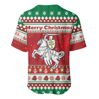Belarus Pahonia Christmas Baseball Jersey Belarusian Vytis Knight Xmas Pattern - Wonder Print Shop