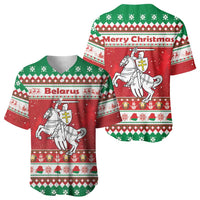 Belarus Pahonia Christmas Baseball Jersey Belarusian Vytis Knight Xmas Pattern - Wonder Print Shop