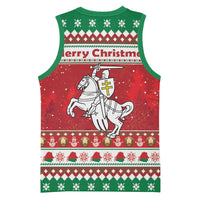 Belarus Pahonia Christmas Basketball Jersey Belarusian Vytis Knight Xmas Pattern - Wonder Print Shop