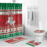 Belarus Pahonia Christmas Bathroom Set Belarusian Vytis Knight Xmas Pattern - Wonder Print Shop