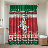 Belarus Pahonia Christmas Bathroom Set Belarusian Vytis Knight Xmas Pattern - Wonder Print Shop