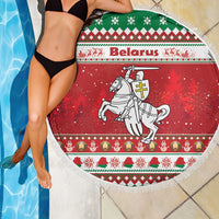 Belarus Pahonia Christmas Beach Blanket Belarusian Vytis Knight Xmas Pattern - Wonder Print Shop
