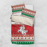 Belarus Pahonia Christmas Bedding Set Belarusian Vytis Knight Xmas Pattern - Wonder Print Shop
