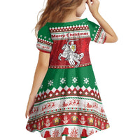 Belarus Pahonia Christmas Family Matching Long Sleeve Bodycon Dress and Hawaiian Shirt Belarusian Vytis Knight Xmas Pattern - Wonder Print Shop