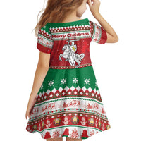 Belarus Pahonia Christmas Family Matching Off Shoulder Short Dress and Hawaiian Shirt Belarusian Vytis Knight Xmas Pattern - Wonder Print Shop