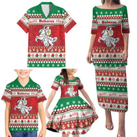 Belarus Pahonia Christmas Family Matching Puletasi and Hawaiian Shirt Belarusian Vytis Knight Xmas Pattern - Wonder Print Shop