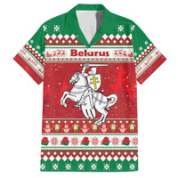 Belarus Pahonia Christmas Family Matching Short Sleeve Bodycon Dress and Hawaiian Shirt Belarusian Vytis Knight Xmas Pattern - Wonder Print Shop