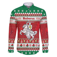 Belarus Pahonia Christmas Family Matching Short Sleeve Bodycon Dress and Hawaiian Shirt Belarusian Vytis Knight Xmas Pattern - Wonder Print Shop