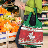 Belarus Pahonia Christmas Grocery Bag Belarusian Vytis Knight Xmas Pattern - Wonder Print Shop