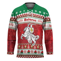 Belarus Pahonia Christmas Hockey Jersey Belarusian Vytis Knight Xmas Pattern - Wonder Print Shop