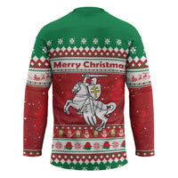 Belarus Pahonia Christmas Hockey Jersey Belarusian Vytis Knight Xmas Pattern - Wonder Print Shop