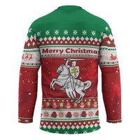 Belarus Pahonia Christmas Hockey Jersey Belarusian Vytis Knight Xmas Pattern - Wonder Print Shop