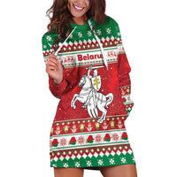 Belarus Pahonia Christmas Hoodie Dress Belarusian Vytis Knight Xmas Pattern - Wonder Print Shop