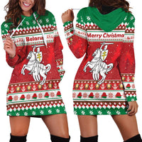 Belarus Pahonia Christmas Hoodie Dress Belarusian Vytis Knight Xmas Pattern - Wonder Print Shop