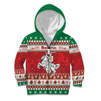 Belarus Pahonia Christmas Kid Hoodie Belarusian Vytis Knight Xmas Pattern - Wonder Print Shop