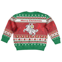 Belarus Pahonia Christmas Kid Ugly Christmas Sweater Belarusian Vytis Knight Xmas Pattern - Wonder Print Shop