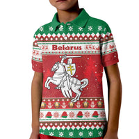 Belarus Pahonia Christmas Kid Polo Shirt Belarusian Vytis Knight Xmas Pattern - Wonder Print Shop
