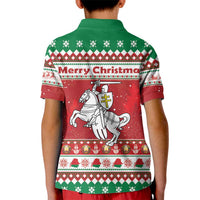 Belarus Pahonia Christmas Kid Polo Shirt Belarusian Vytis Knight Xmas Pattern - Wonder Print Shop