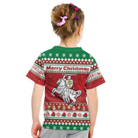 Belarus Pahonia Christmas Kid T Shirt Belarusian Vytis Knight Xmas Pattern - Wonder Print Shop