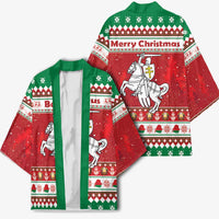 Belarus Pahonia Christmas Kimono Belarusian Vytis Knight Xmas Pattern - Wonder Print Shop