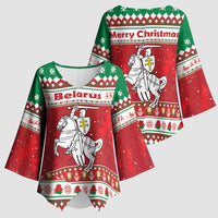 Belarus Pahonia Christmas Kimono Sleeve Blouse Belarusian Vytis Knight Xmas Pattern - Wonder Print Shop