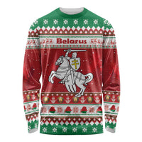 Belarus Pahonia Christmas Long Sleeve Shirt Belarusian Vytis Knight Xmas Pattern - Wonder Print Shop