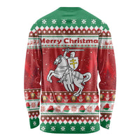 Belarus Pahonia Christmas Long Sleeve Shirt Belarusian Vytis Knight Xmas Pattern - Wonder Print Shop