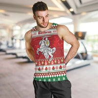 Belarus Pahonia Christmas Men Tank Top Belarusian Vytis Knight Xmas Pattern - Wonder Print Shop