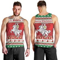 Belarus Pahonia Christmas Men Tank Top Belarusian Vytis Knight Xmas Pattern - Wonder Print Shop
