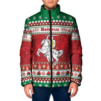 Belarus Pahonia Christmas Padded Jacket Belarusian Vytis Knight Xmas Pattern - Wonder Print Shop