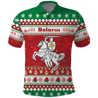 Belarus Pahonia Christmas Polo Shirt Belarusian Vytis Knight Xmas Pattern - Wonder Print Shop