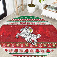 Belarus Pahonia Christmas Round Carpet Belarusian Vytis Knight Xmas Pattern - Wonder Print Shop