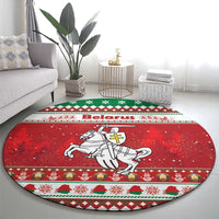 Belarus Pahonia Christmas Round Carpet Belarusian Vytis Knight Xmas Pattern - Wonder Print Shop