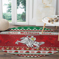 Belarus Pahonia Christmas Round Carpet Belarusian Vytis Knight Xmas Pattern - Wonder Print Shop