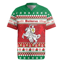 Belarus Pahonia Christmas Rugby Jersey Belarusian Vytis Knight Xmas Pattern - Wonder Print Shop