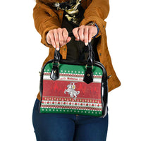 Belarus Pahonia Christmas Shoulder Handbag Belarusian Vytis Knight Xmas Pattern - Wonder Print Shop