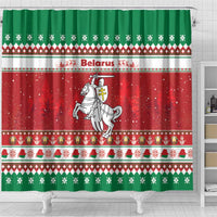 Belarus Pahonia Christmas Shower Curtain Belarusian Vytis Knight Xmas Pattern - Wonder Print Shop