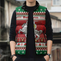 Belarus Pahonia Christmas Sleeveless Puffer Jacket Belarusian Vytis Knight Xmas Pattern - Wonder Print Shop