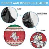 Belarus Pahonia Christmas Spare Tire Cover Belarusian Vytis Knight Xmas Pattern - Wonder Print Shop