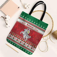 Belarus Pahonia Christmas Tote Bag Belarusian Vytis Knight Xmas Pattern - Wonder Print Shop