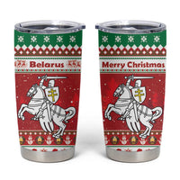 Belarus Pahonia Christmas Tumbler Cup Belarusian Vytis Knight Xmas Pattern - Wonder Print Shop