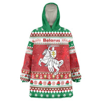 Belarus Pahonia Christmas Wearable Blanket Hoodie Belarusian Vytis Knight Xmas Pattern - Wonder Print Shop