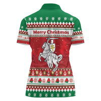Belarus Pahonia Christmas Women Polo Shirt Belarusian Vytis Knight Xmas Pattern - Wonder Print Shop
